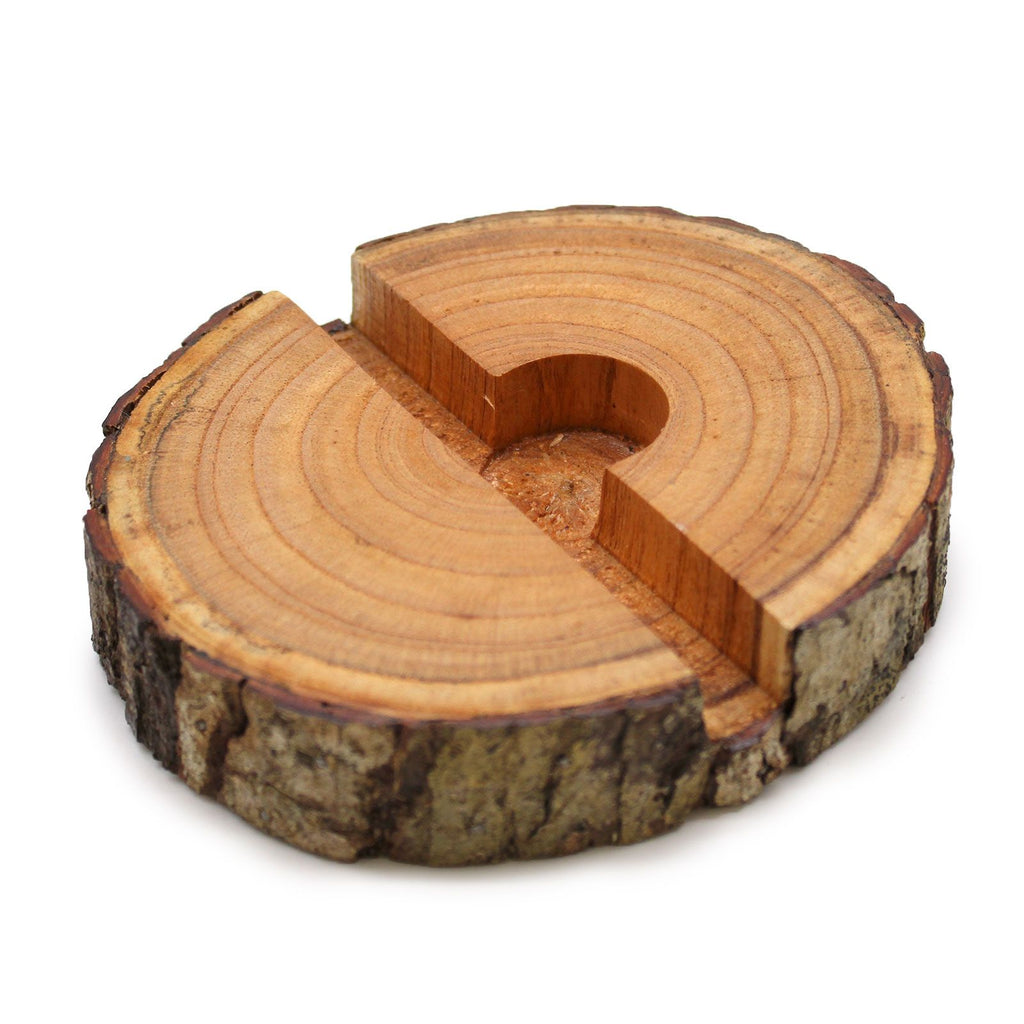 Natural Small Log Phone Holder for Hands Free Use in Modern Style