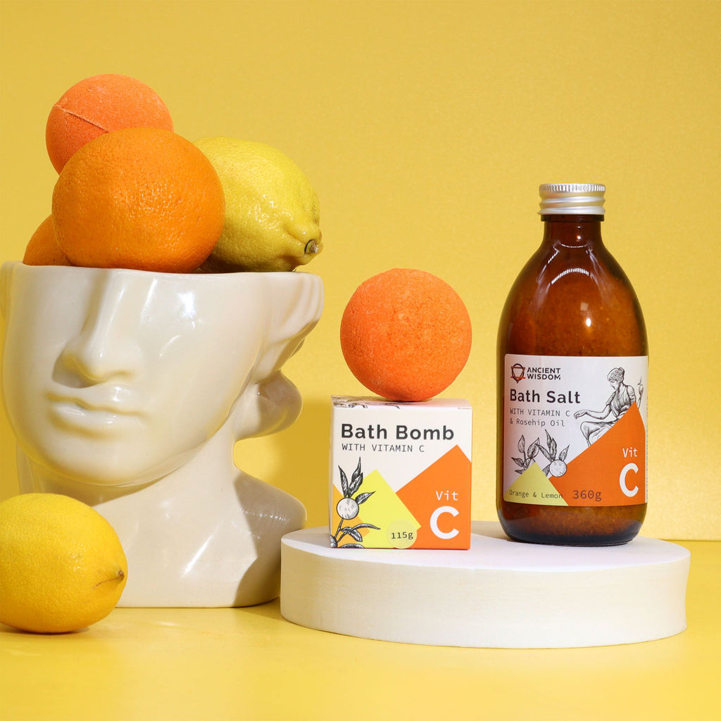 Vitamin C Infused Bath Bomb with Essential Oils for Skin Brightening