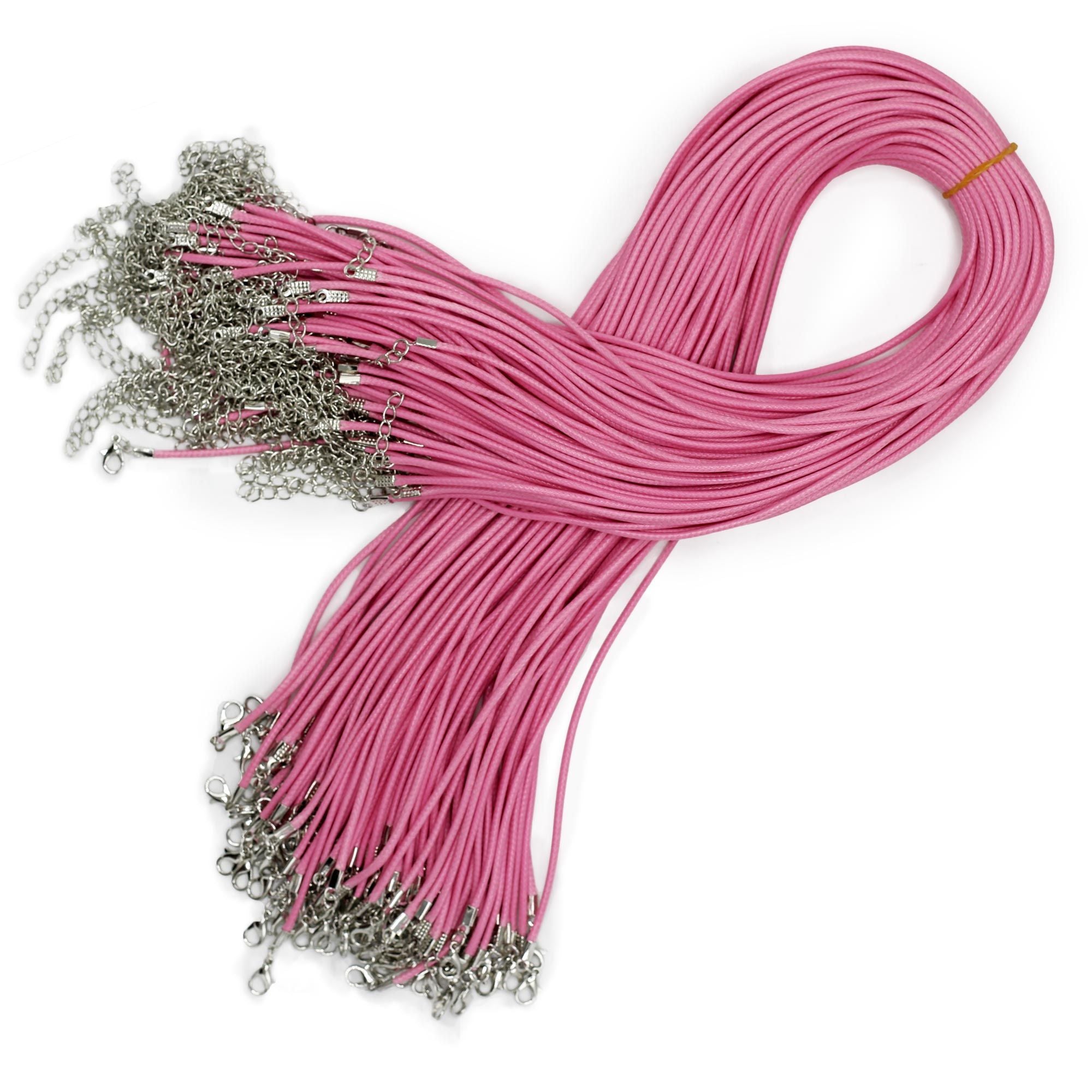 Waxed Pink Pendant Cord 2mm x 55cm for Jewellery Making Projects