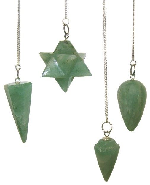 Magic Pendulum with Green Aventurine Gemstone and Silver Chain