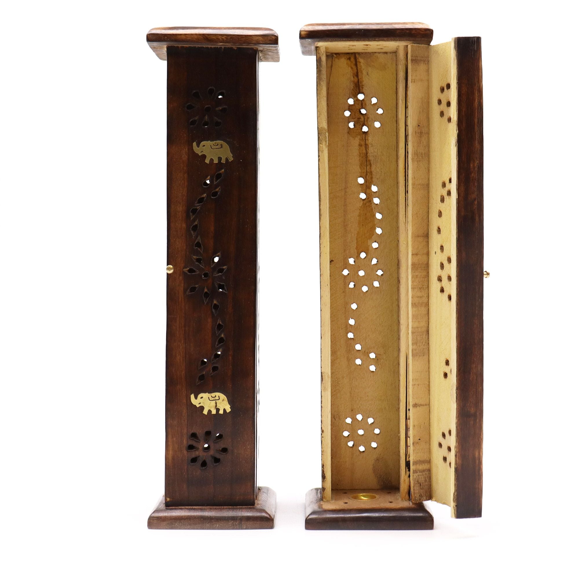 Square Incense Tower with Brass Inlay for Home Decor Enhancement