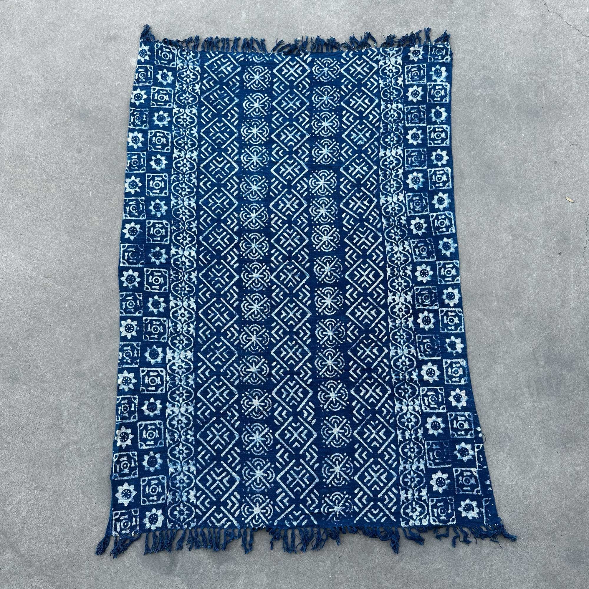 Handmade Indigo Throw with Desi Stripes for Home Decor Elegance