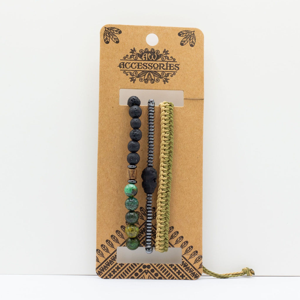 Mens Premium Bracelet Sets in Outdoor Greens for Rugged Style