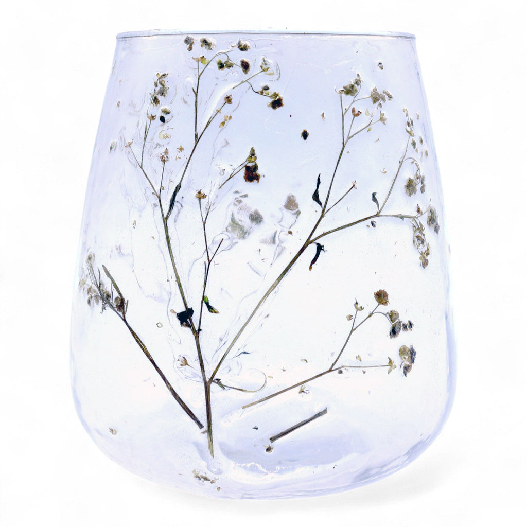 Natural Floral Glass Candle Holder Margarita for Home Decor