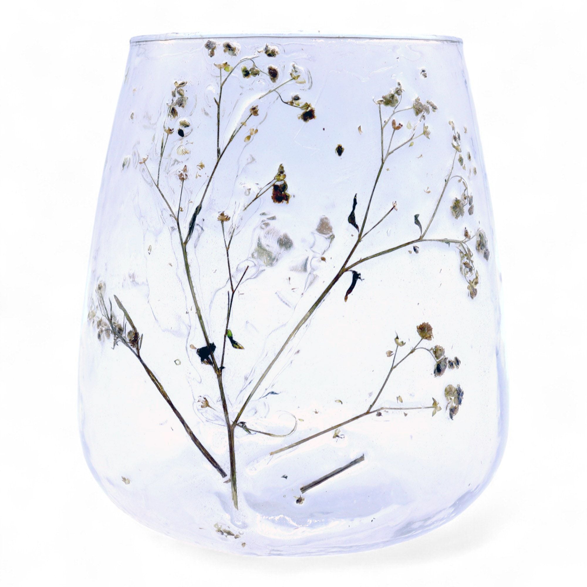 Natural Floral Glass Candle Holder Margarita for Home Decor