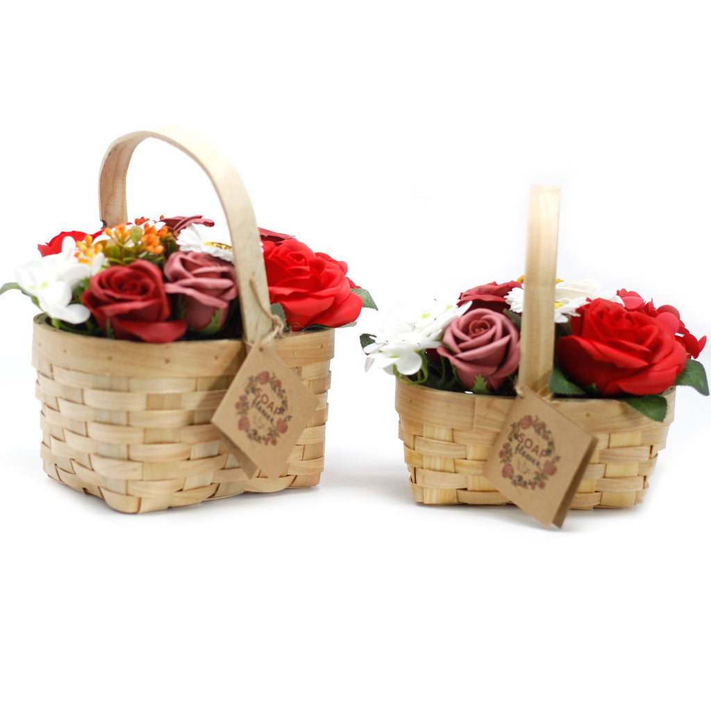 Large Red Bouquet in Wicker Basket for Elegant Gift Giving Moments