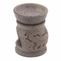 Small Soapstone Oil Burner 8cm with Elephant Design for Fragrance