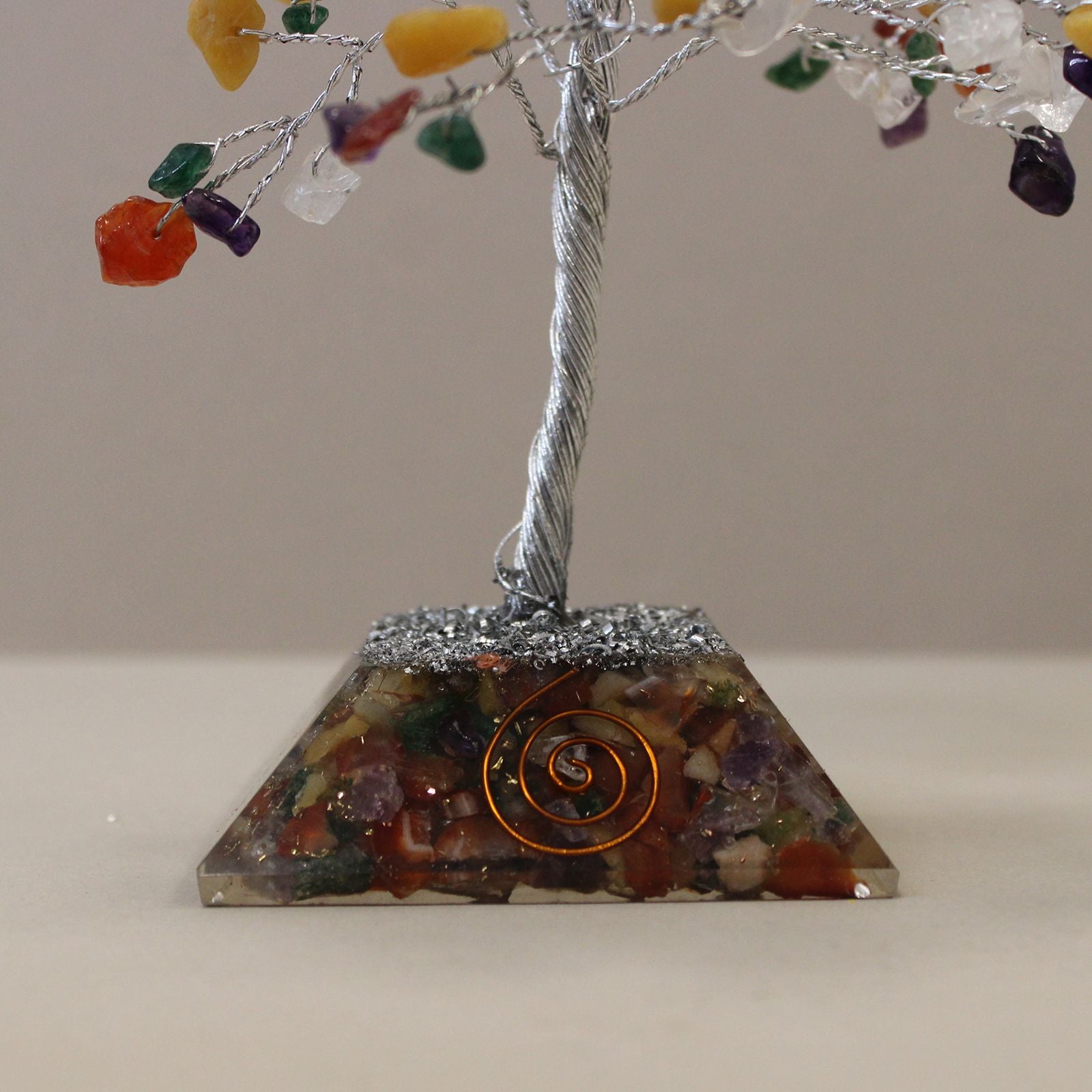 Gemstone Tree with Orgonite Base Featuring 160 Unique Stones