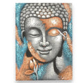 Buddha Painting Serene Silver and Rose Gold Flower Art 75x55cm