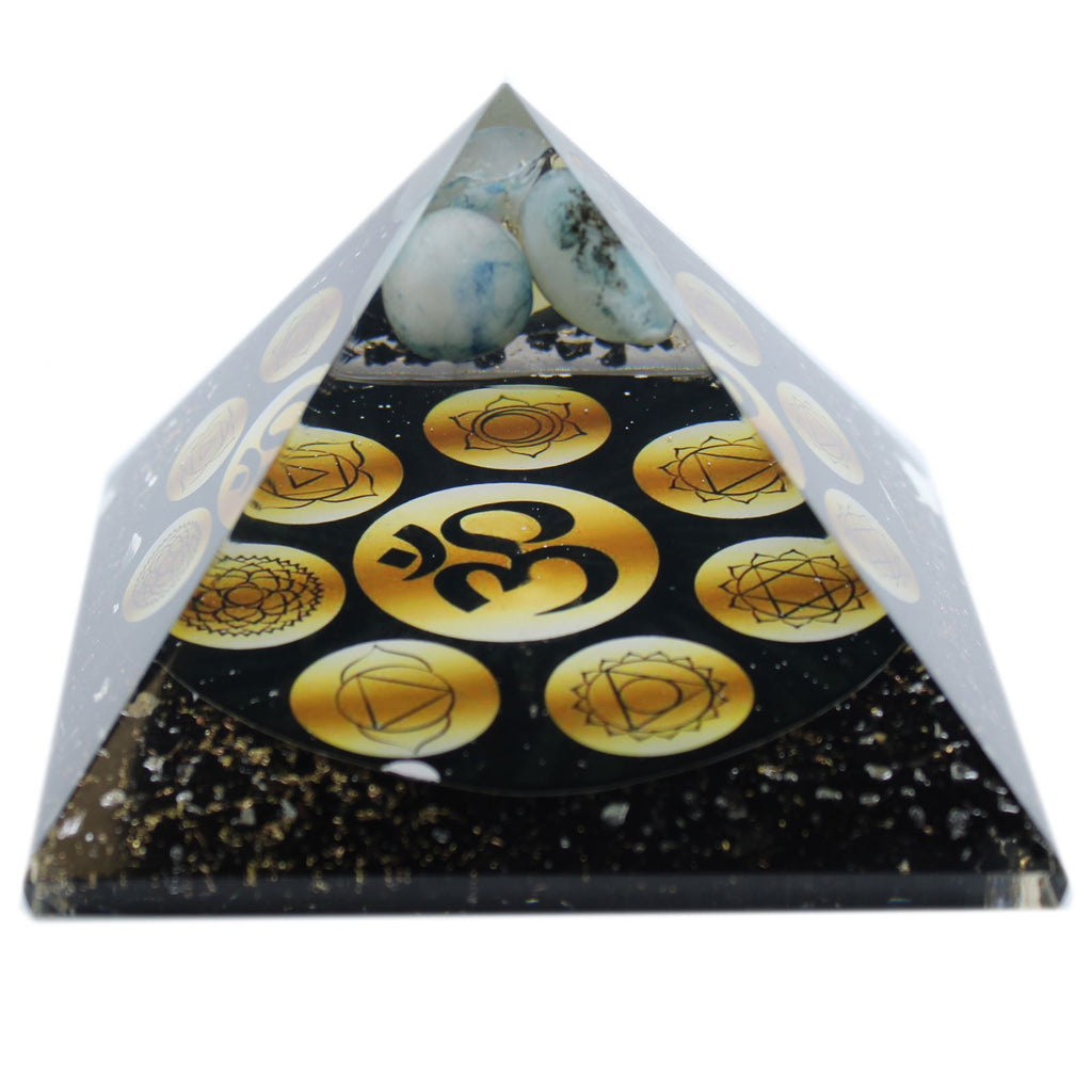 Orgonite Pyramid Midnight Om Chakra Unique Decorative Home Accent
