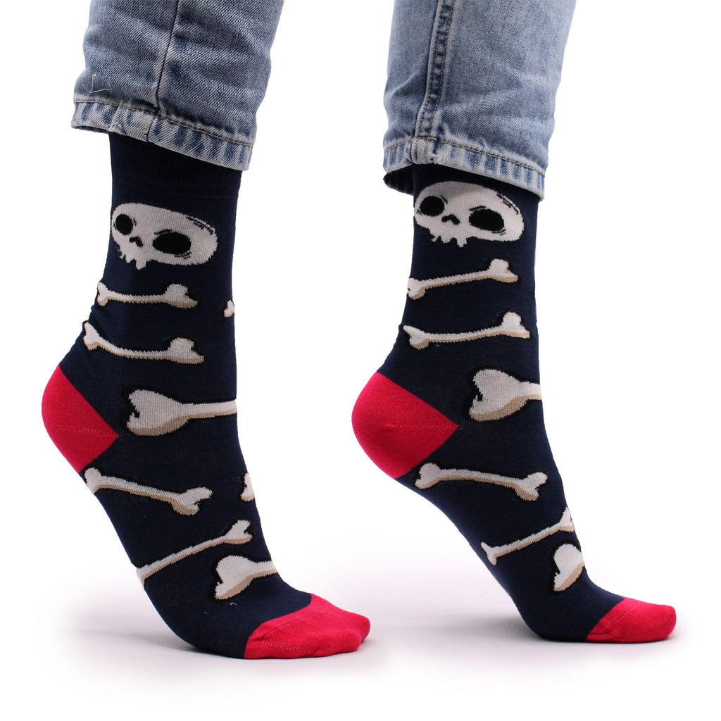 Hop Hare Bamboo Socks S/M Skulls and Bones Design for Comfort