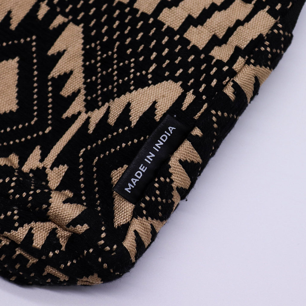 Nomad Sari Jacquard Natural Cross Bag with Desert Loom Design