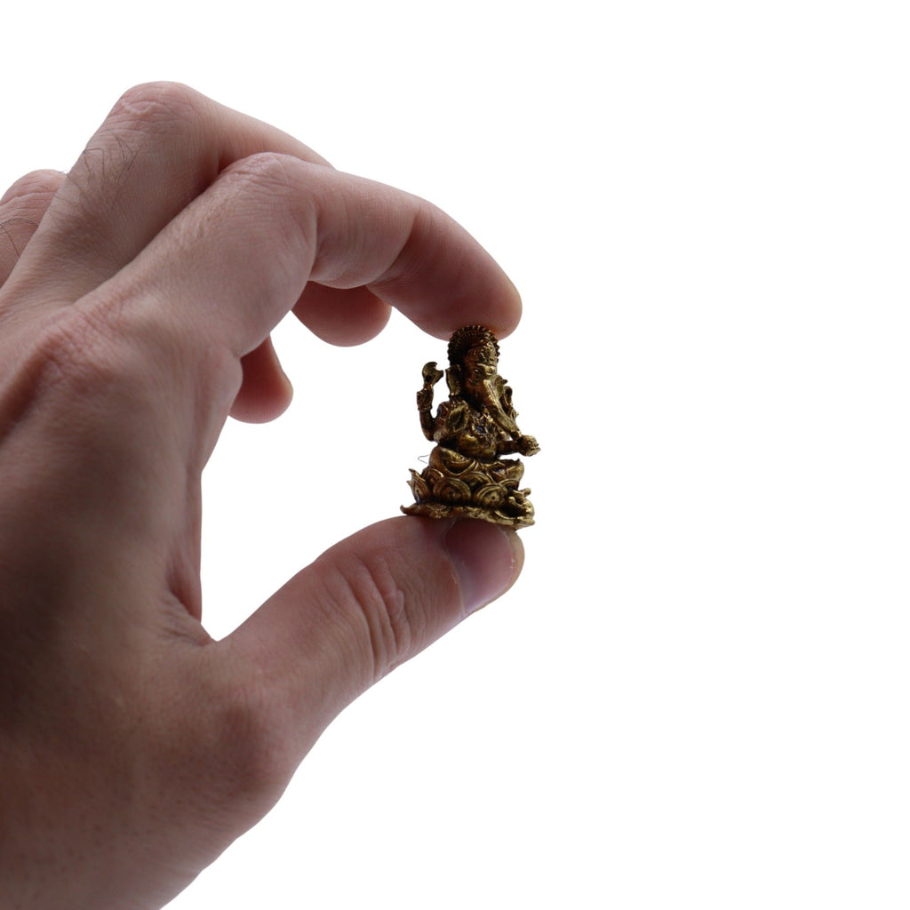 Brass Miniature Ganesha Figurine 30mm for Blessings and Wisdom