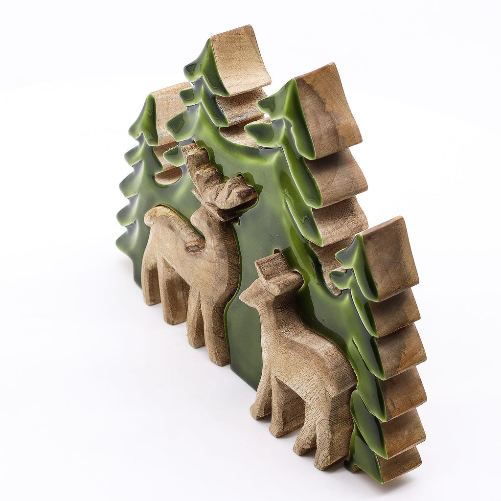 Lost in the Forest Two Deer 3D Wooden Decoration for Home Decor