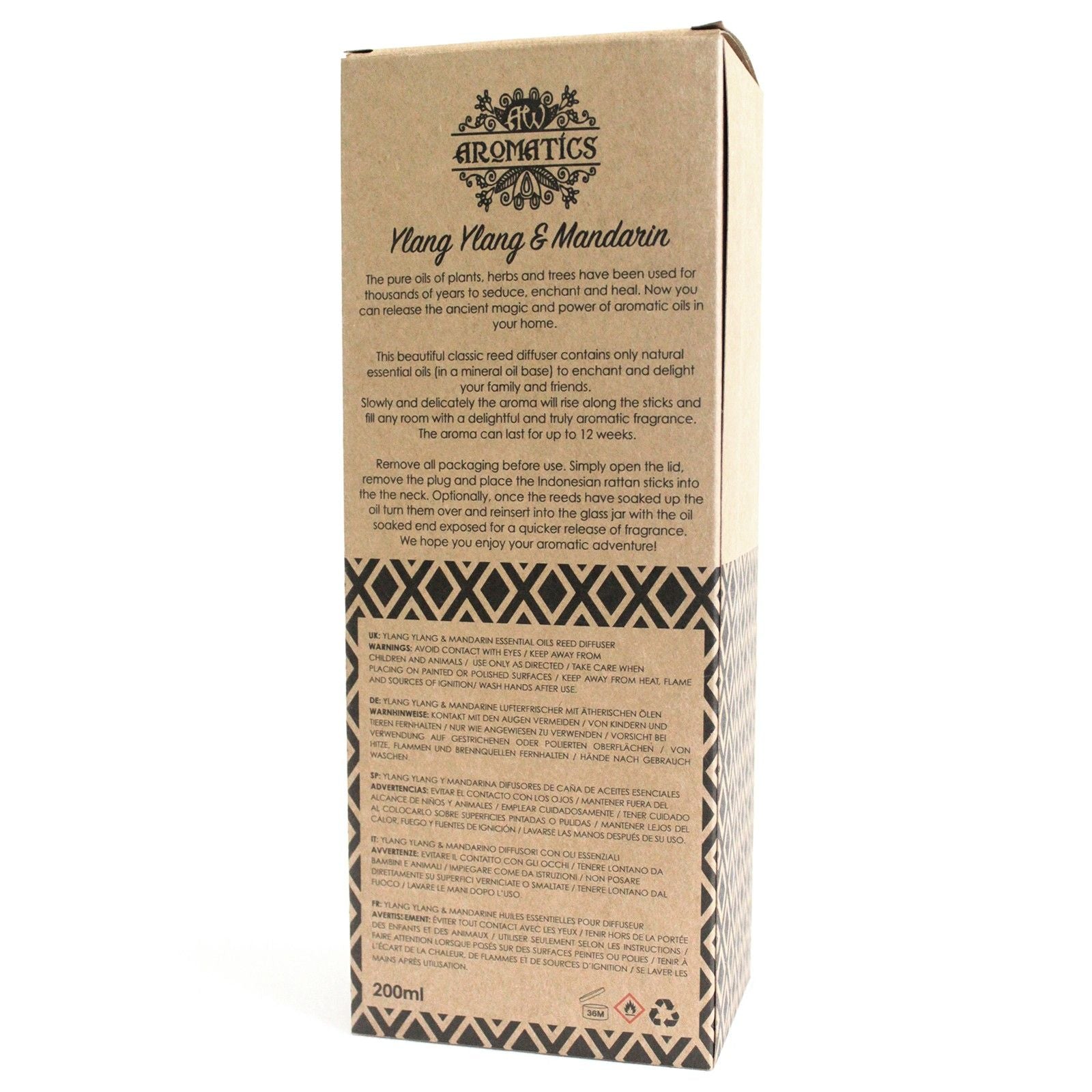200ml Ylang Ylang and Mandarin Essential Oil Reed Diffuser