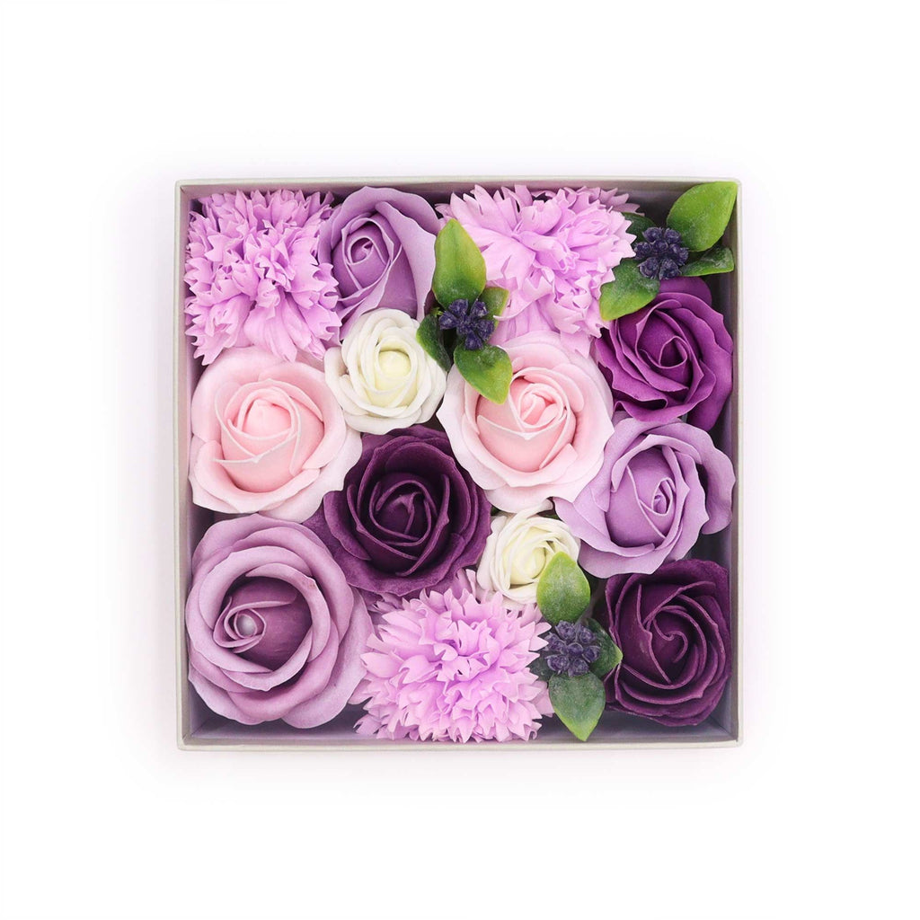 Square Box of Lavender Roses and Carnations for Thoughtful Gifting
