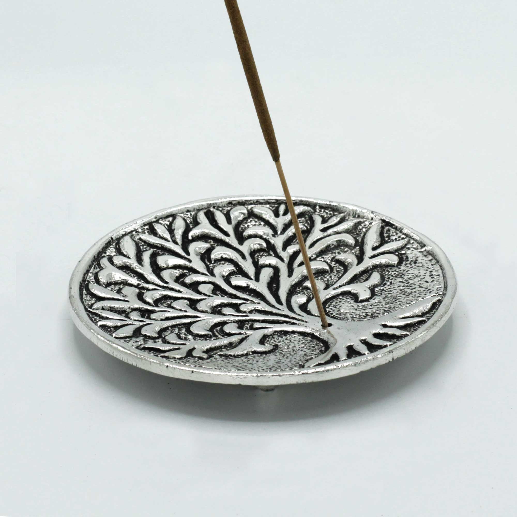 Polished Aluminium Tree of Life Incense Holder for Elegant Decor