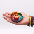 Soapstone Small Lotus Flower Incense Holder with Chakra Colours