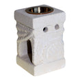 Elegant Stone Oil Burner with Carved Leaf Design for Home Decor