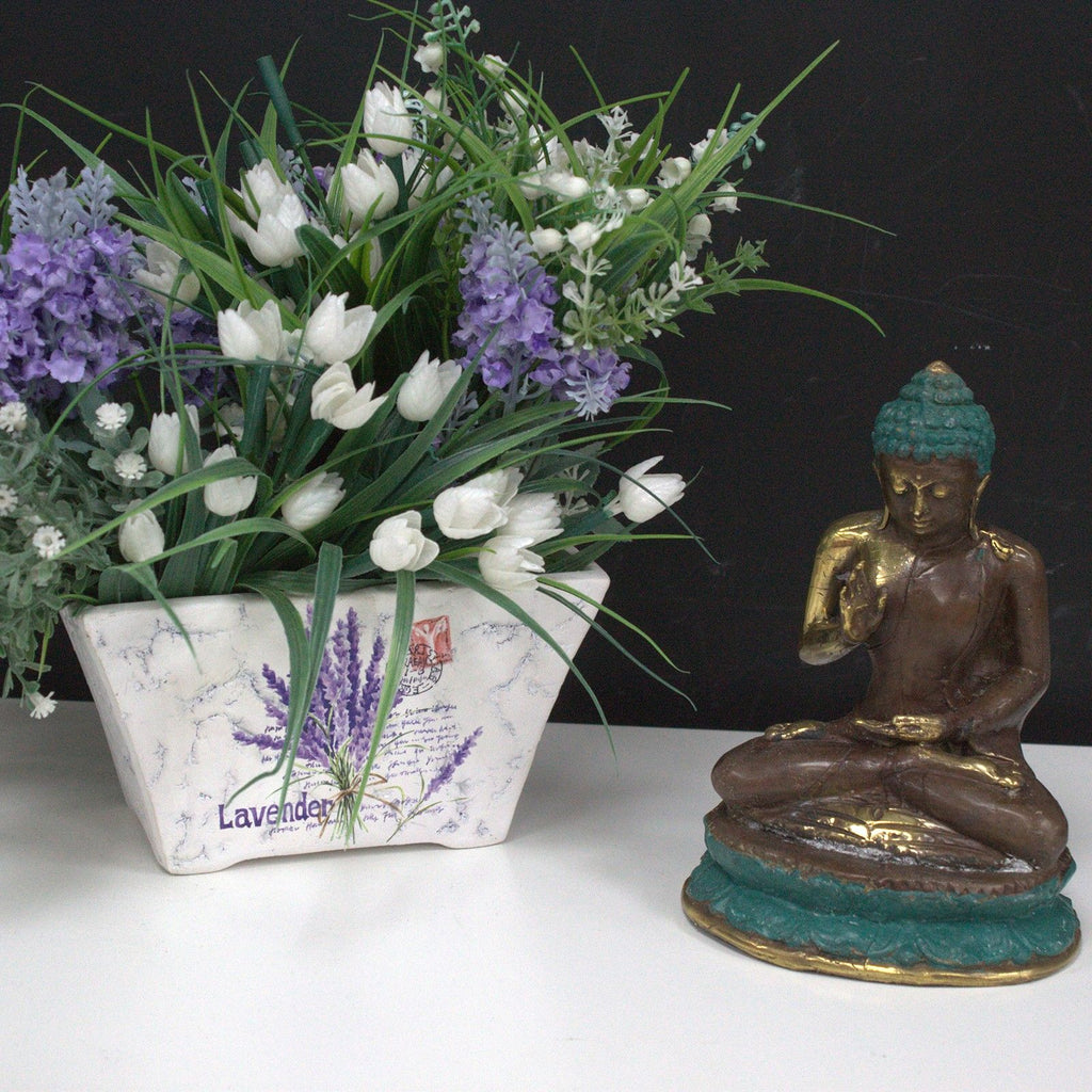 Med Hand Up Sitting Buddha Brass Fengshui Decor for Home Serenity