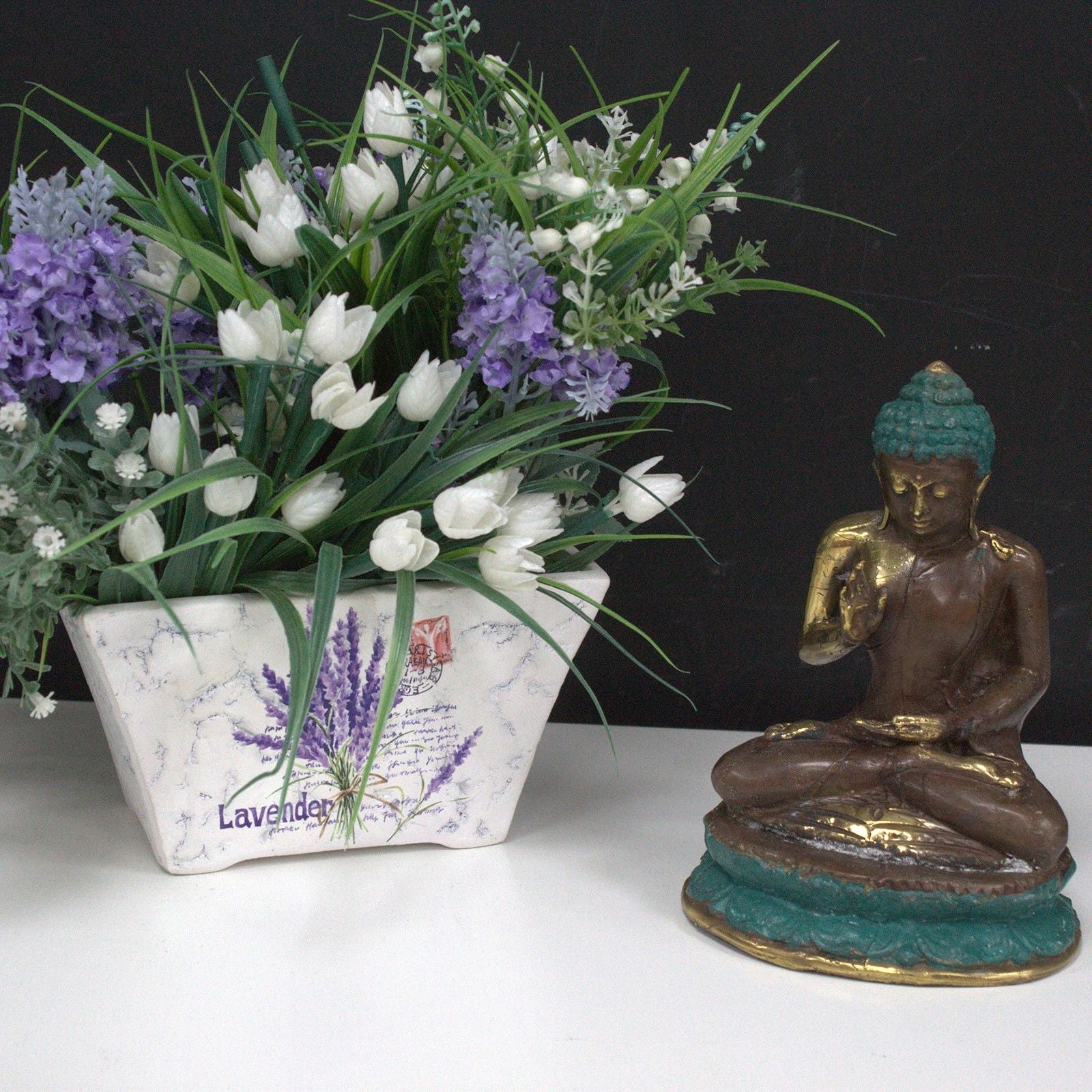 Med Hand Up Sitting Buddha Brass Fengshui Decor for Home Serenity