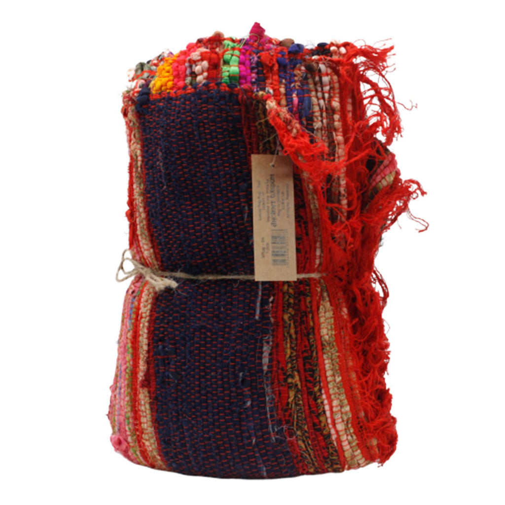 150 x 90cm Luxury Rag Rug in Vibrant Red for Home Aesthetics
