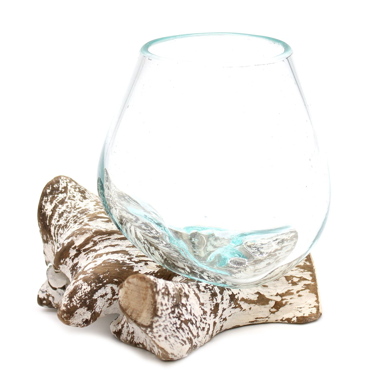 Molten Glass on Whitewash Wood Small Bowl for Home Decor