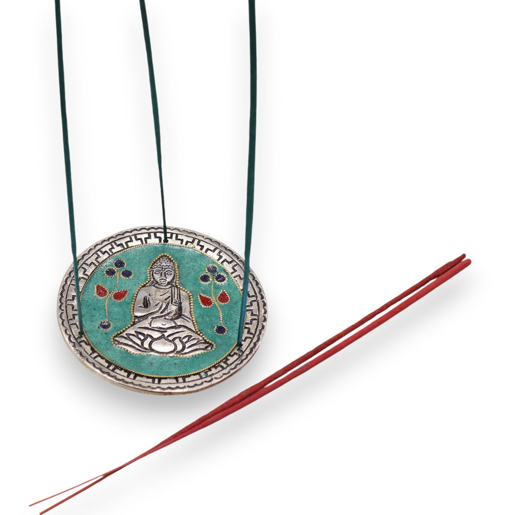 Buddha Green Decor Incense Holder with Serene Design
