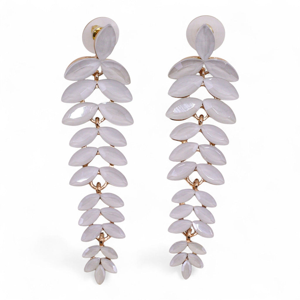 Pearl Vintage Glass Long Drop Earrings for Elegant Occasions