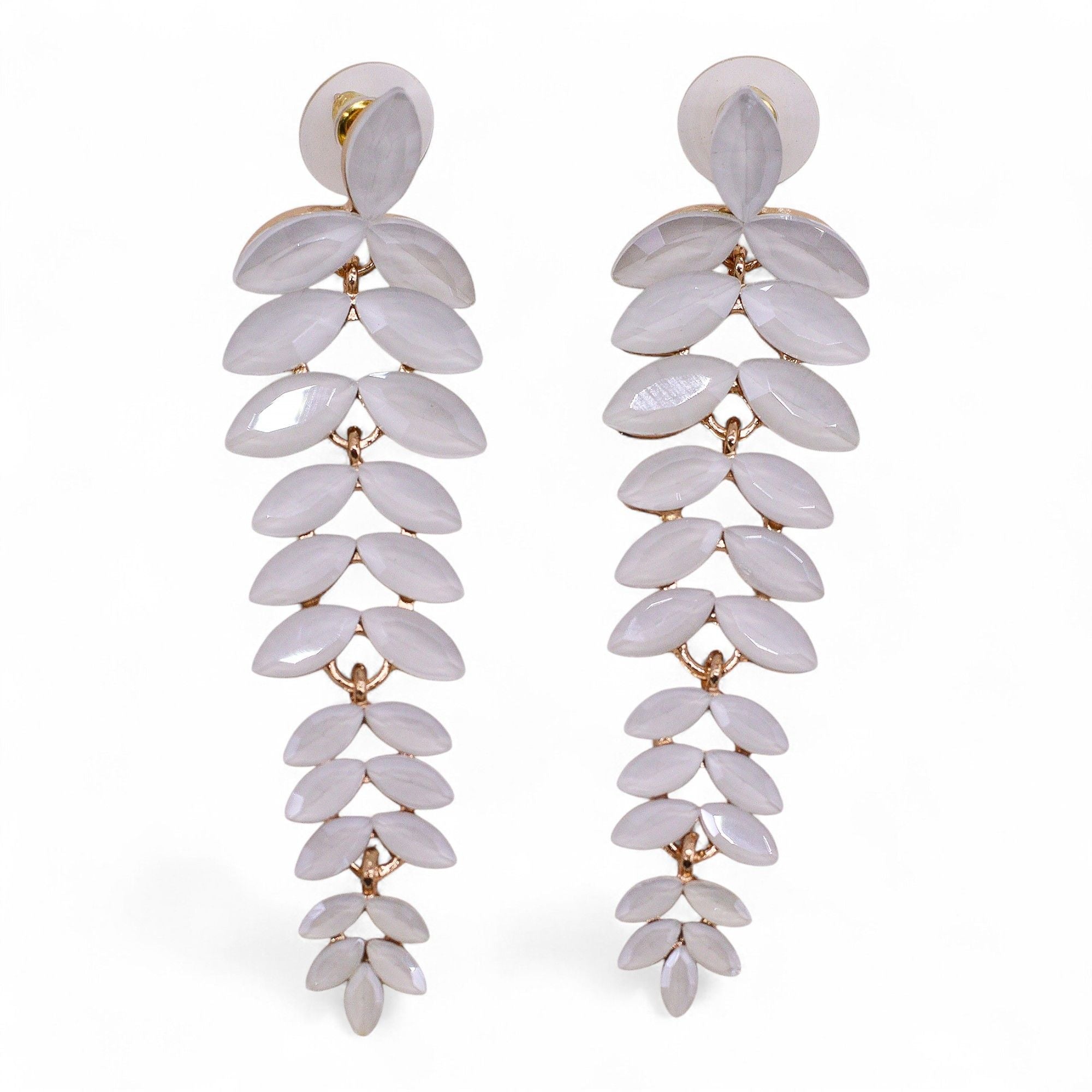 Pearl Vintage Glass Long Drop Earrings for Elegant Occasions