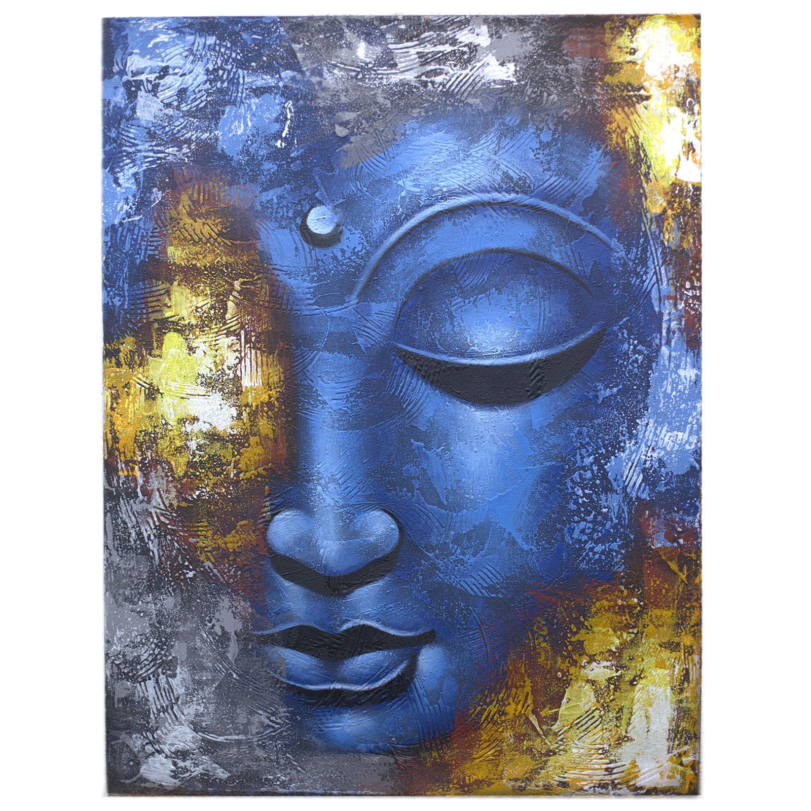 Buddha Painting Blue Face Abstract Art for Elegant Home Décor