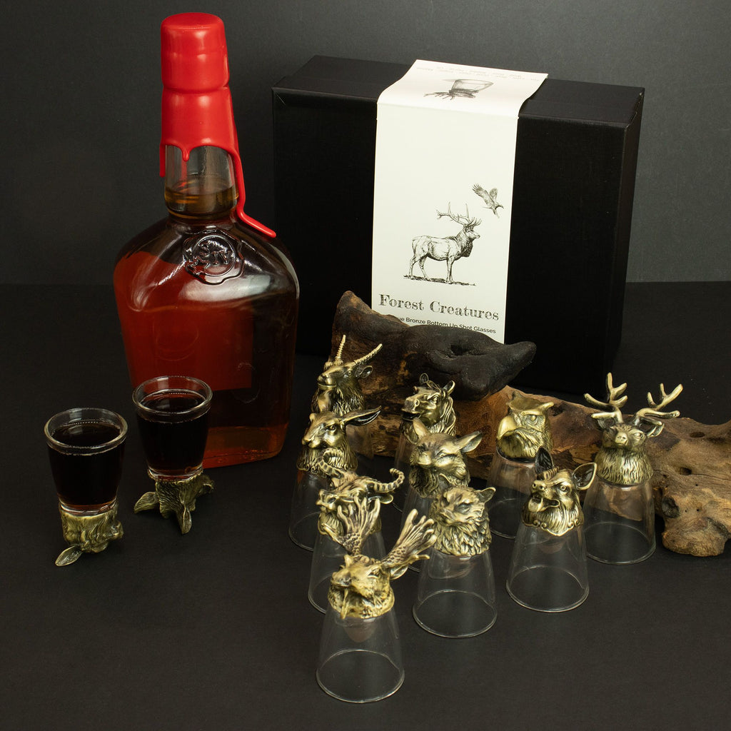 Gift Set of 12 Bottom Up Shot Glasses with Mystical Creatures