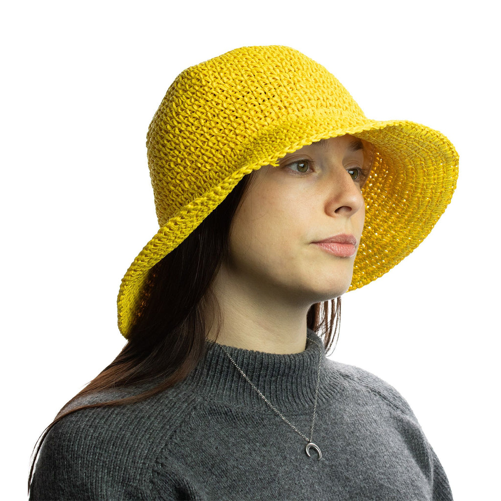 Nomad Sari Floppy Straw Sun Hat in Bright Yellow for Summer Fun