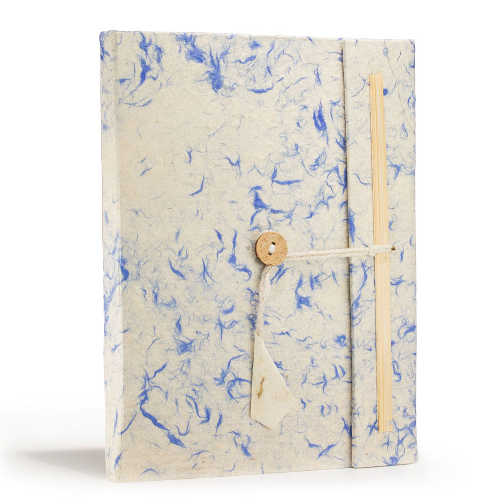 Lokta Mixed Blue Cotton Notebook Large with Bookmark and 45 Leaves