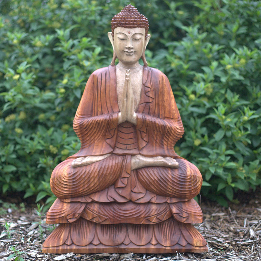 Hand Carved Buddha Statue 80cm Welcome for Home Decor
