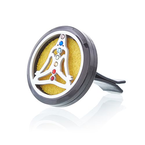 Car Diffuser Kit Pewter Yoga Chakra Aromatherapy for Your Car