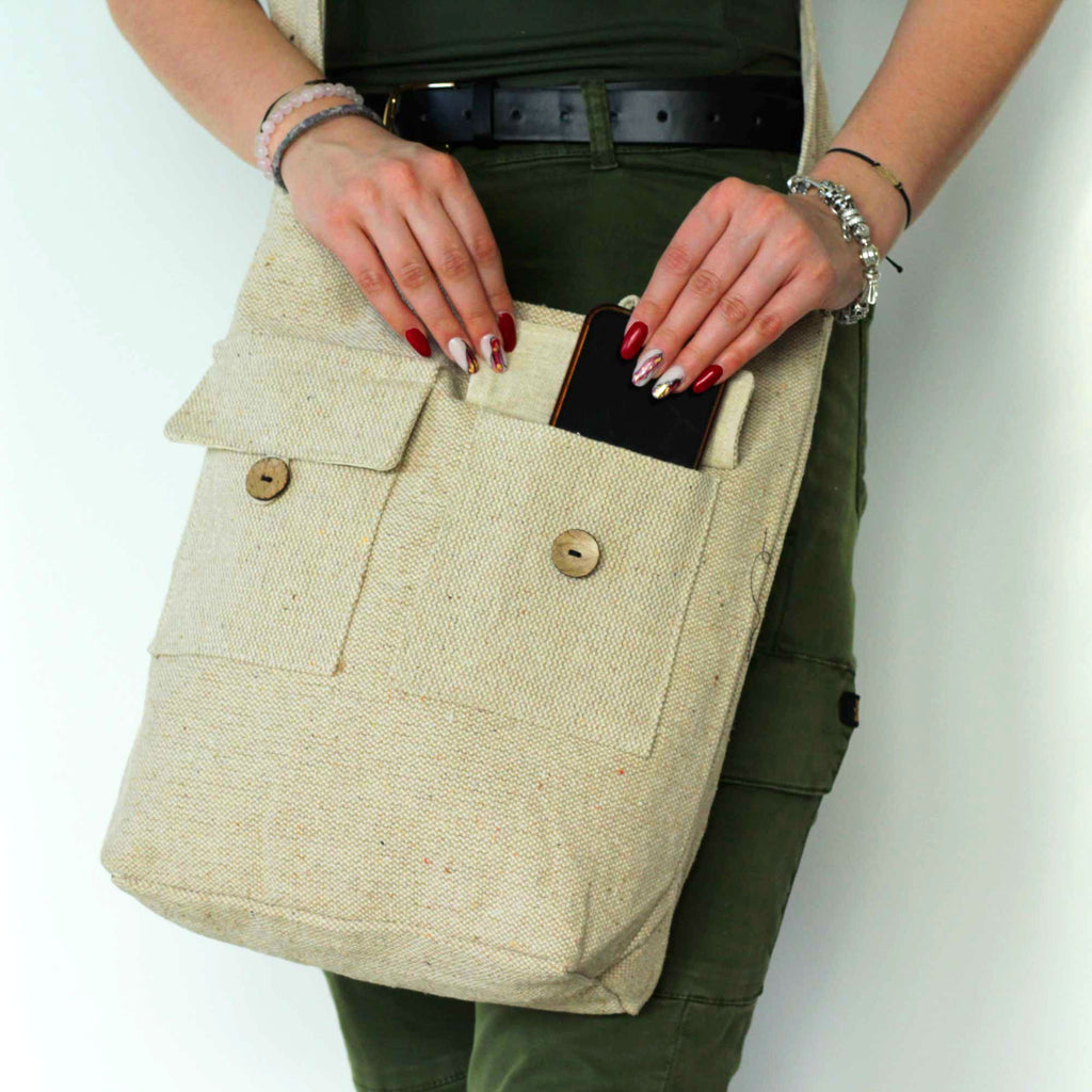 Natural Tones Large Two Pocket Bags for Everyday Use and Style