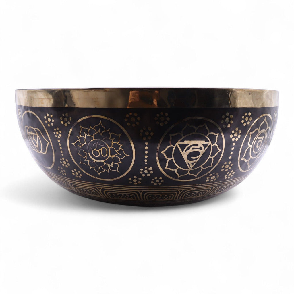 Engraved Huge Vibrational Feet Standing Bowl for Sound Therapy Use