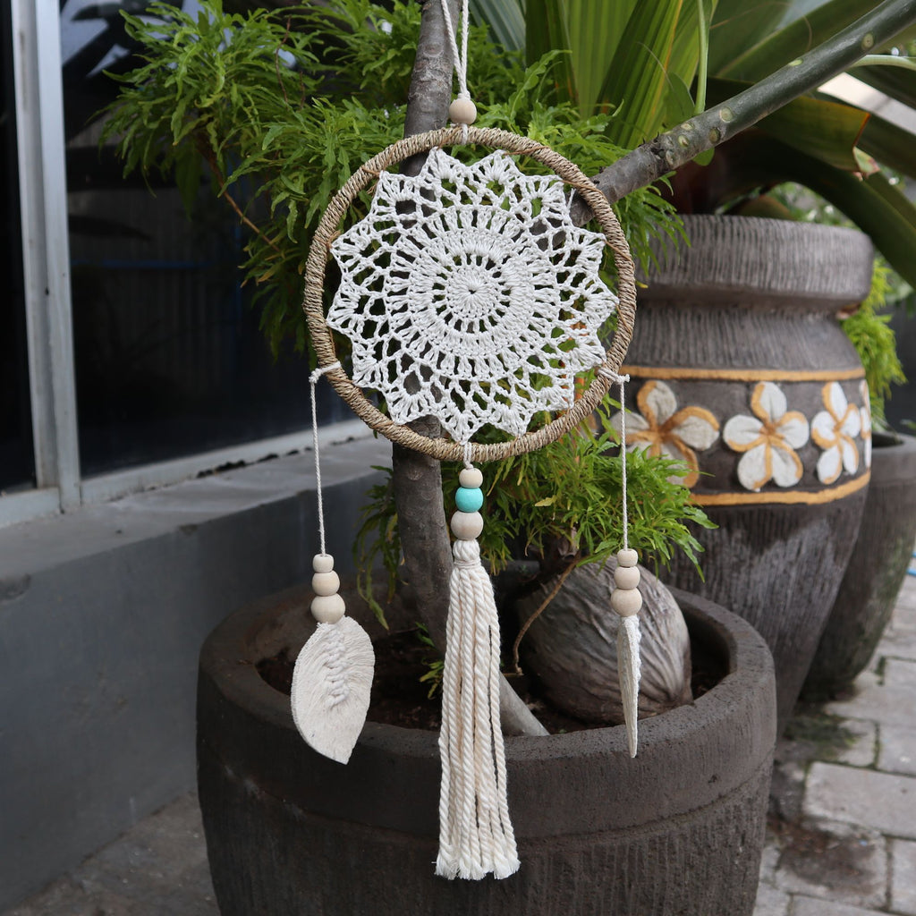 Medium Natural Dream Catcher with Elemental Spirits Design