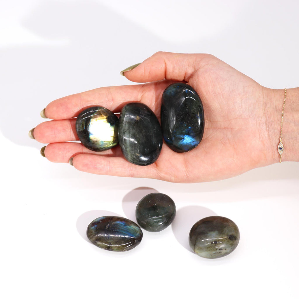 Madagascar Labradorite Palm Stone with Vibrant Colour Play