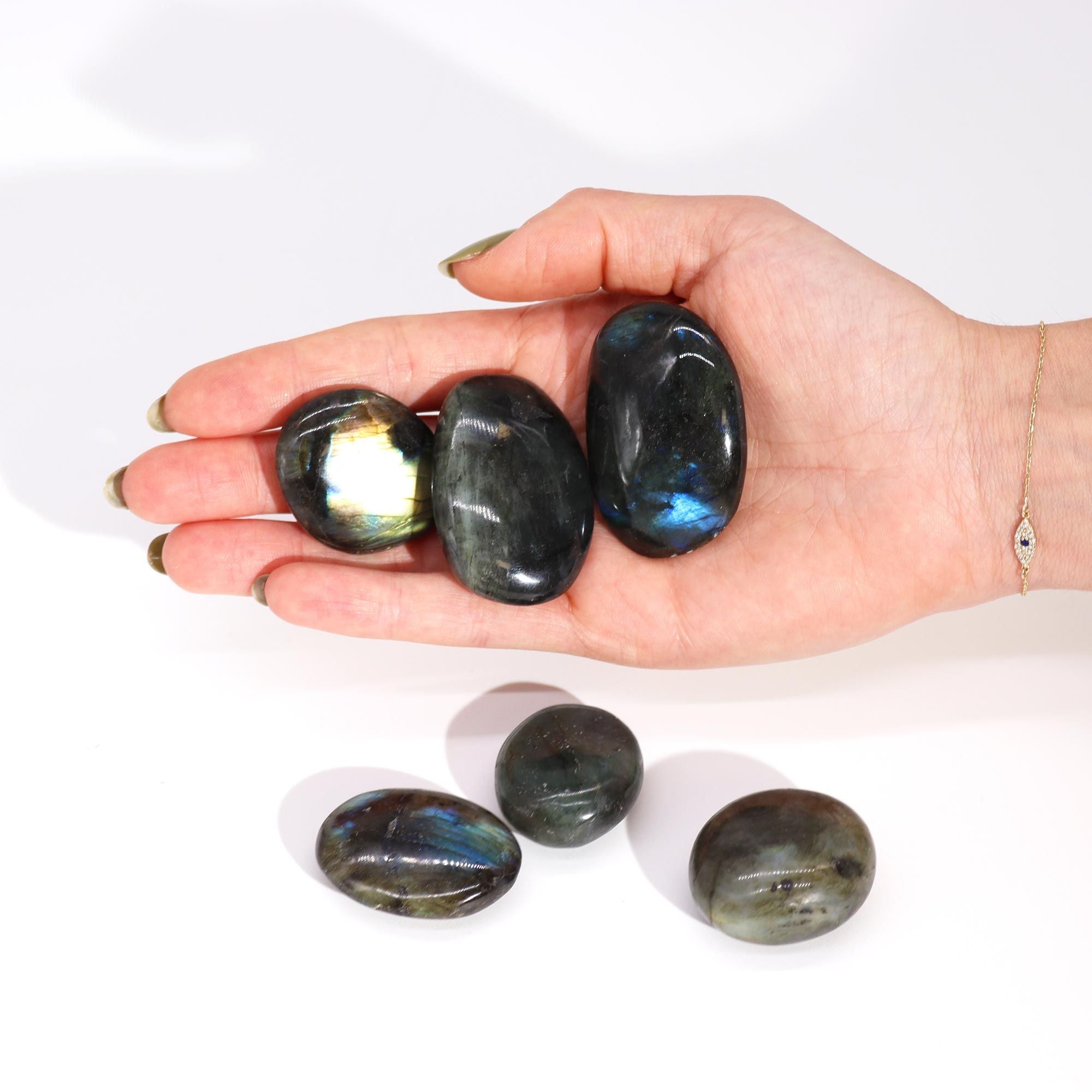 Madagascar Labradorite Palm Stone with Vibrant Colour Play