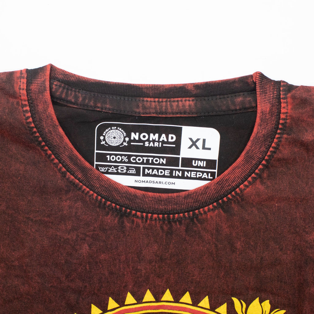 Nomad Sari Stonewashed Cotton T Shirt with Dragon Mandala Design