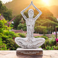 Wooden Yoga Lady in Whitewash Finish Hands Up Pose for Decor