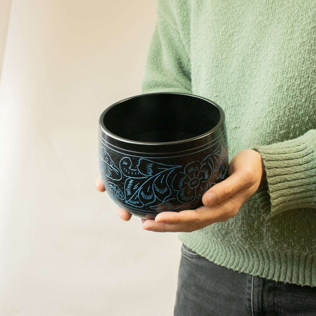 Magic Mushroom Blue Cauldron Singing Bowl for Meditation Spaces