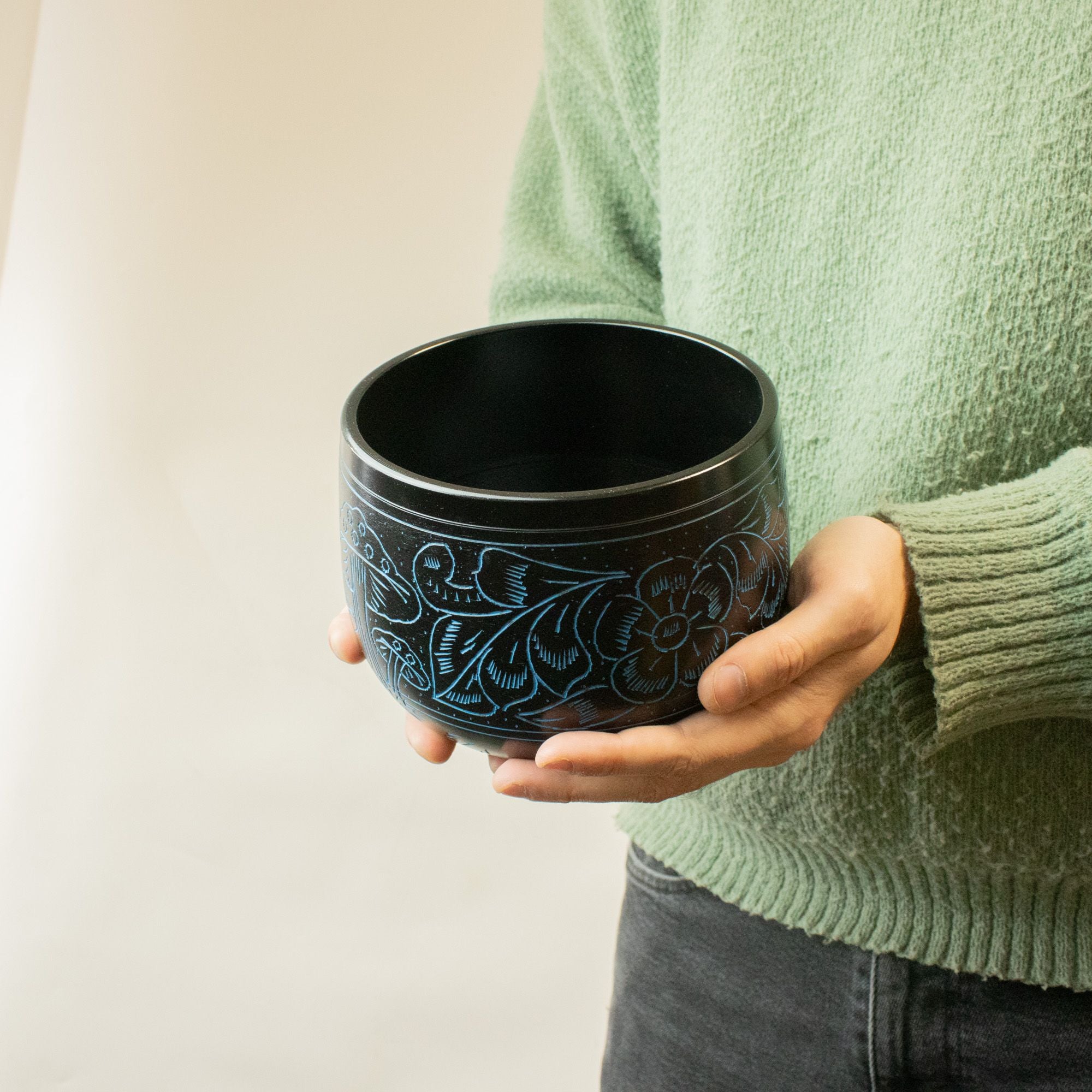 Magic Mushroom Blue Cauldron Singing Bowl for Meditation Spaces