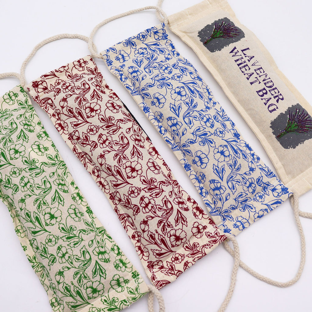 Natural Cotton Wheat Bags in Blue with Rope Handle for Comfort