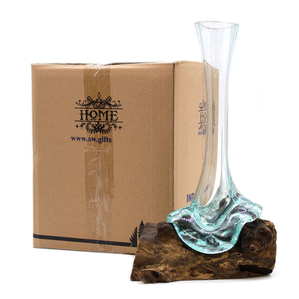 Stunning Molten Glass on Wood Vase for Unique Home Decor