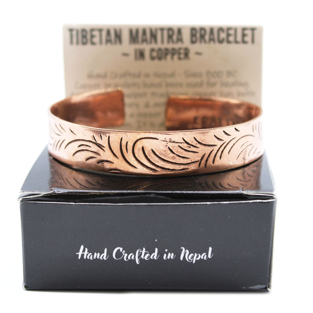 Copper Tibetan Bracelet with Wide Tribal Swirls for Unique Style