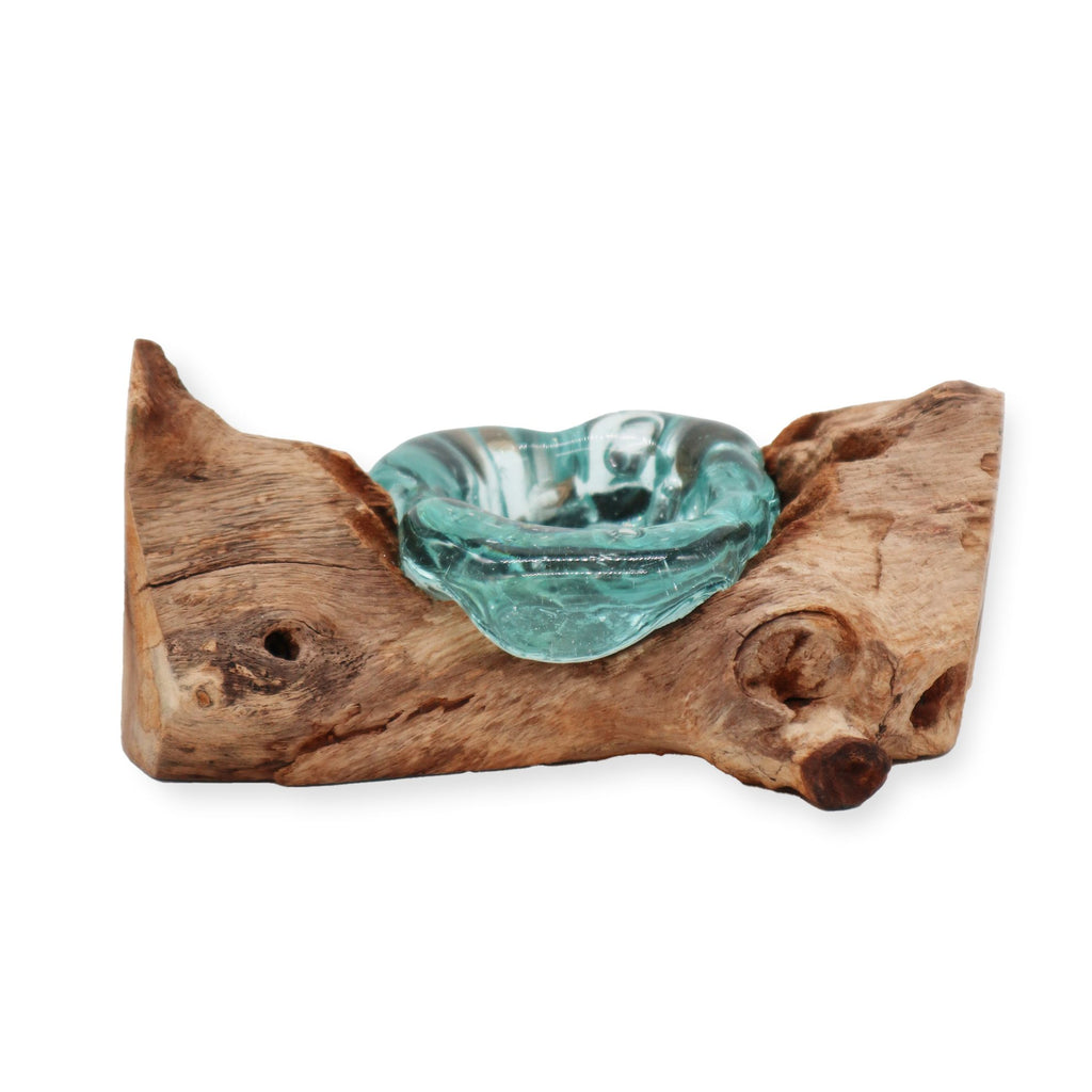 Molton Glass Candle Holder on Wood for Elegant Home Decor Style