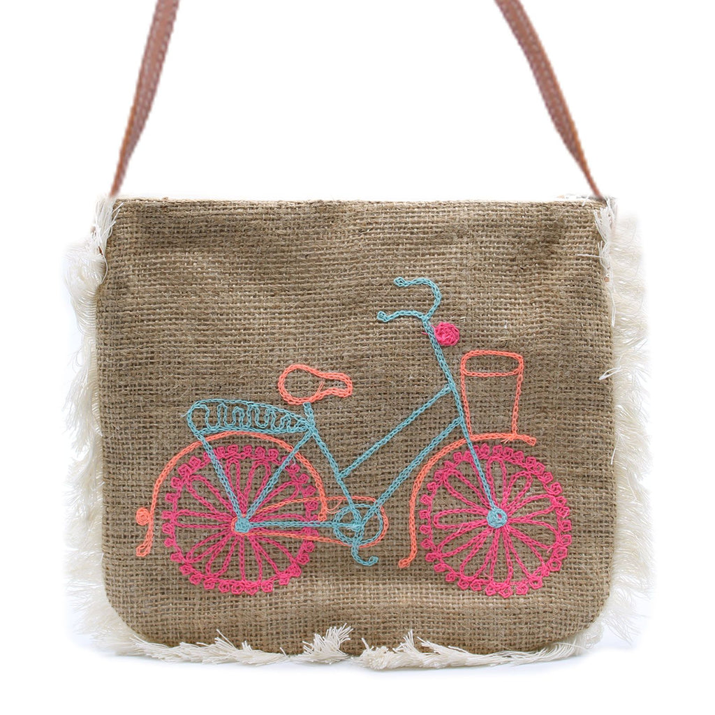 Fab Fringe Bag with Bicycle Embroidery for Stylish Outings and Events